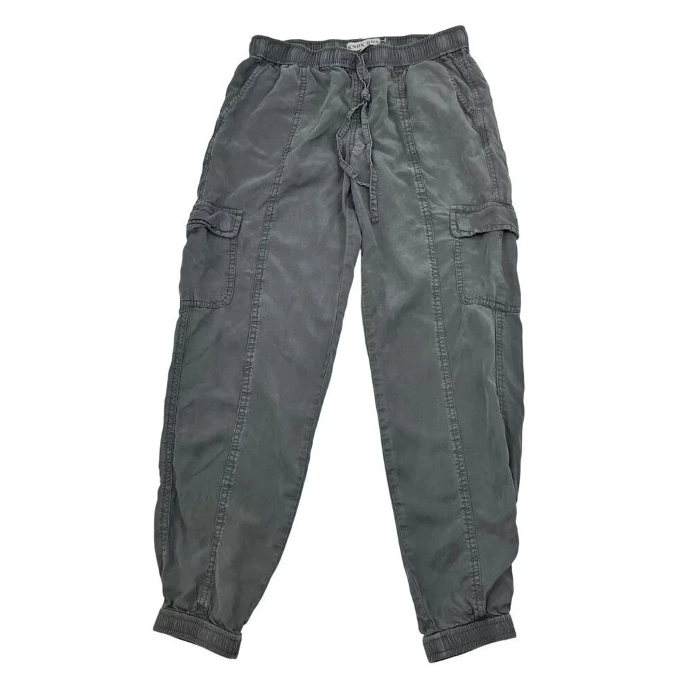 Knox Rose Womens Cargo Jogger Pants Drawstring Gray Size XS Lightweight